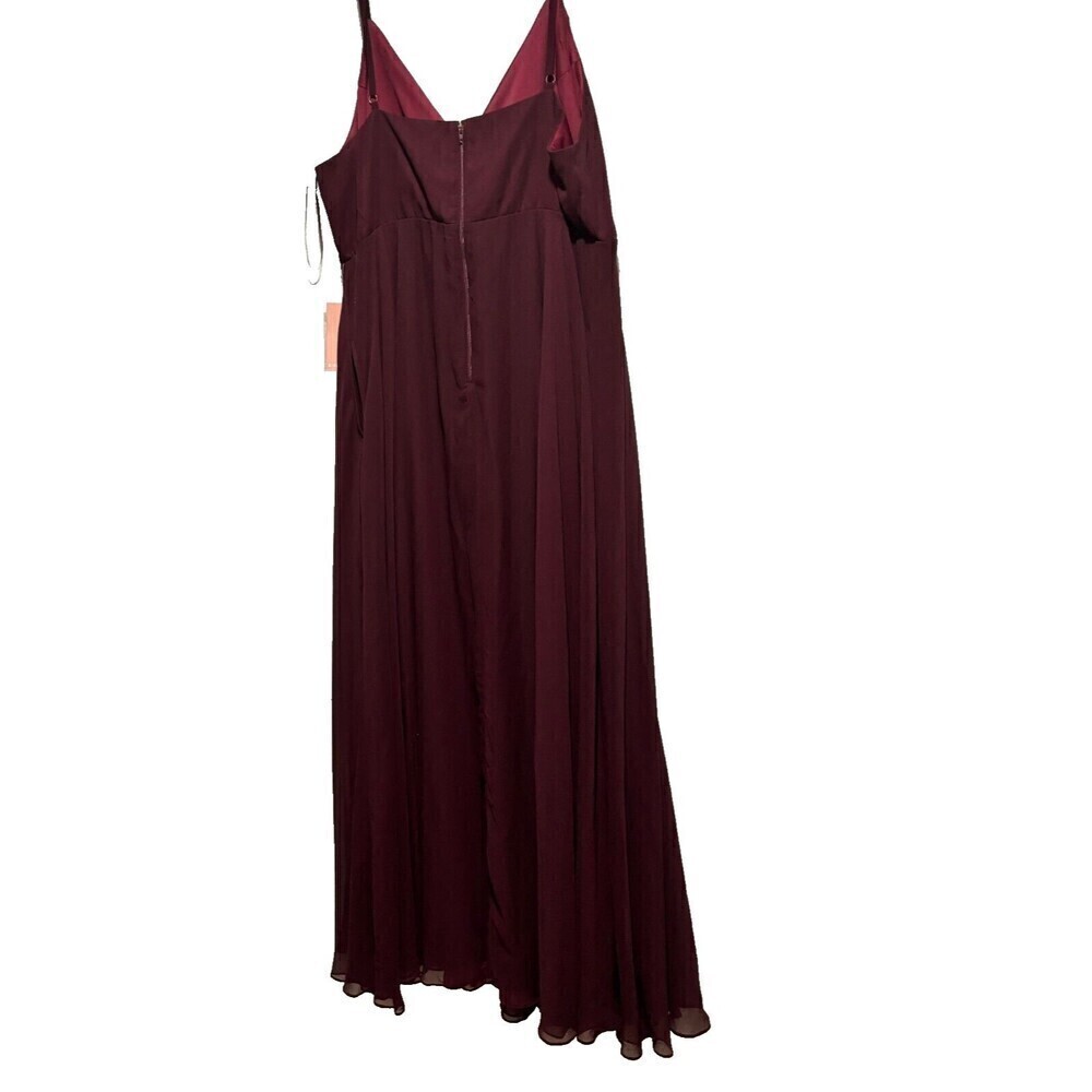 Birdy Grey  Cabernet Burgundy Spaghetti‎ Chiffon Kaia Maxi Dress Plus Size 2X - Picture 7 of 16